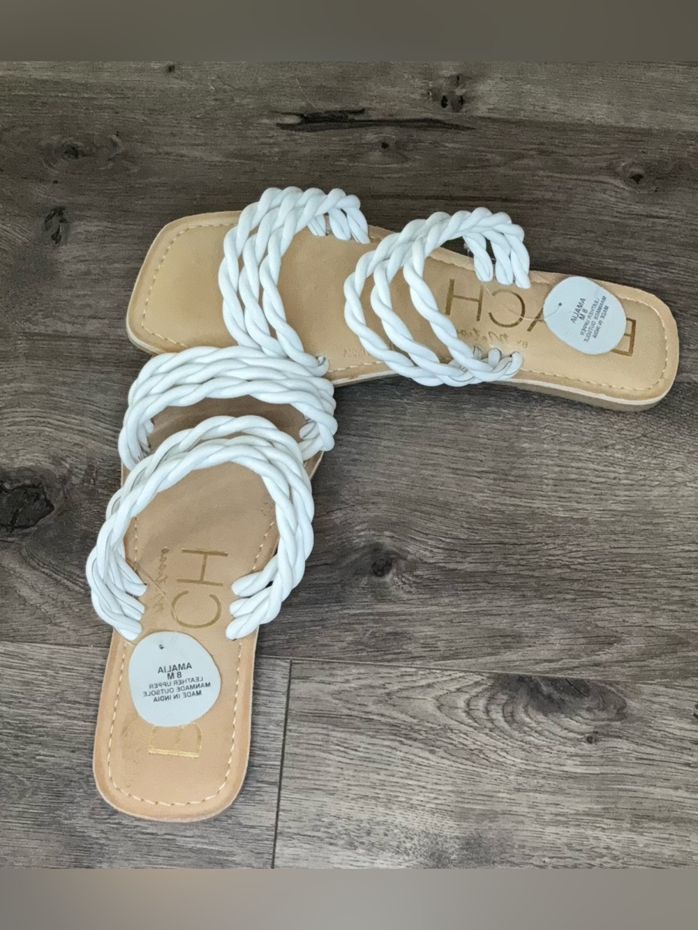 Beach White Double Strap Comfort Slide Sandals - Brand New - Size 8